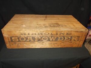 Antique Primitive KIRKOLINE Soap Powder Advertising Wood Crate/Box
