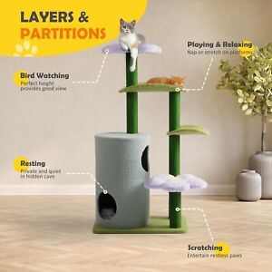 Yospex Flower Cat Tree, 48in Cute Cat Tower, 2-Story Heavy Duty Cat