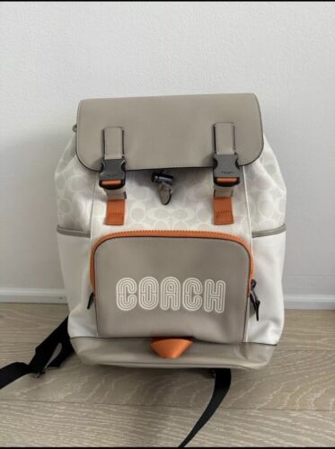 Coach Track Backpack In Colorblock Signature Canvas With Coach Logo