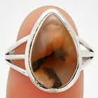 Natural Montana Agate - USA 925 Sterling Silver Ring s.8.5 Jewelry R-1006