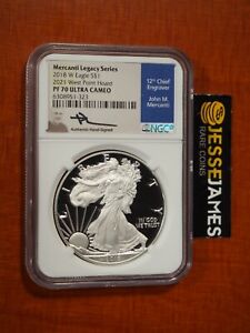2018 W PROOF SILVER EAGLE NGC PF70 MERCANTI SIGNED 2021 WEST POINT MINT HOARD