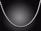 Sterling Silver Rope Chain Necklace Diamond-Cut 2mm 925 Sterling Silver Rope