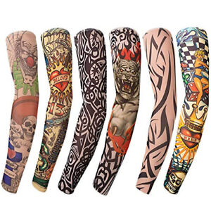 6 Pcs Unisex Mens Women Temporary Fake Full Arm Tattoo Sleeves Stockings