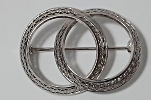 Sterling Brooch WRE Richards Entwined Double Circles Rings Filigree 1.25x.75