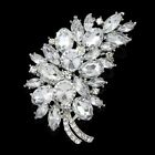 Leaf Cluster Wedding White Crystal Rhinestone Brooch Pin with Gold Bag - VIDEO