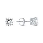 1 Ct Round Cut Real 18K White Gold Created Diamond Earrings Studs Basket Screw