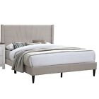 Contemporary Light Brown Eastern King Size Bed Bedroom Furniture Platform Bed