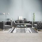 Convertible Sectional Sofa Set, Velvet Button Tufted Sofa Couch for Living Room