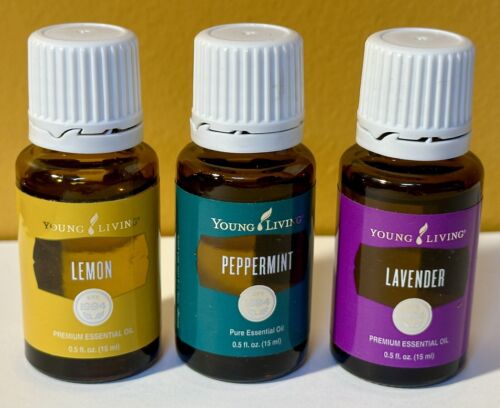 New Listing3 Young Living Essential Oils - Lemon - Peppermint - Lavender 15 ml NEW!