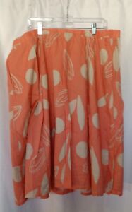 Lane Bryant Skirt Size 18/20 Peach Floral Lined 100% Cotton