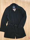 Womens London Fog Black XL Short Trench Coat Tie Jacket
