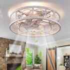 20 Inch Flush Mount Caged Ceiling Fans with Lights and Remote