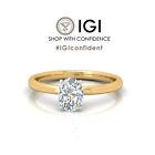 IGI Certified D-E/VVS Lab Grown Oval Diamond Solitaire Two-Tone Ring, 18k Gold