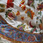 VTG April Cornell Tablecloth Jacobean French Provincial Blue Red Yellow