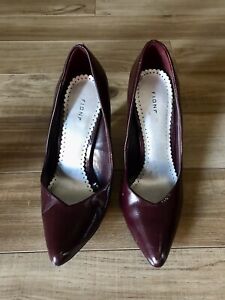 Fioni Burgundy Red Stiletto Pumps Women 5.5 High Heels Slip-on Shoes Pointed Toe