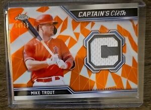Mike Trout 2021 Topps Chrome Captain's Cloth Relics Orange Refractor /25