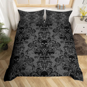 New ListingAdults Black Damask Bedding Set Antique Victorian Baroque Duvet Cover King Size