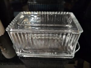 Vintage Clear Glass Ribbed One Pound Butter Dish Pre Owned Xxa