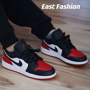 New Nike Air Jordan 1 Low Bred Red Black Shoes Sneakers GS Sizing