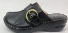 Bolo Shoes Womens 9 Slip On Buckle Mule Clogs J03703 Black Leather