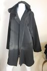 Eileen Fisher Women Size L Black Hooded Hood Lined Trench Coat Jacket Zip Snap