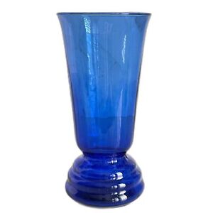 New ListingVintage Cobalt Blue Hand Blown Recycled Glass Pedestal Vase w/Slight Flute 10