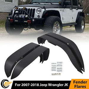 For Jeep Wrangler 07-18 JK Full Set Flat Style Solid Steel Fender Flares (For: Jeep)