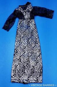Vintage Francie Doll Sized Silver & Black Dress Near Mint ~ 1960's