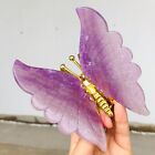 216g Natural Colorfully Fluorite Crystal Butterfly wing Hand Carved Healing P889