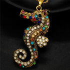 Fashion Women Vintage Color Crystal Cute Sea Horse Pendant Animal Necklace Gift