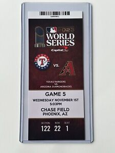 2023 MLB WORLD SERIES 11/1 Ticket Stub Texas Rangers @ Ariz Diamondbacks GAME 5