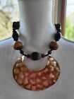 Faux Copper Amber half sphere necklace Large beads and Loop closure