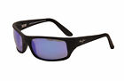 New MAUI JIM Peahi MJ202-2M 65mm Matte Black Blue Sunglasses Italy w/ Case