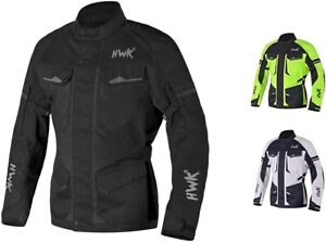 HWK Motorcycle Jacket for Men Adventure w/Cordura Textile Fabric, Large - Black-