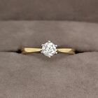 1Ct Round Cut Lab Created Diamond Women's Engagement Ring 14K Yellow Gold Plated