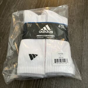 Adidas Men’s Cushioned Aeroready Compression Socks 6 Pair Crew Large Size 6-12
