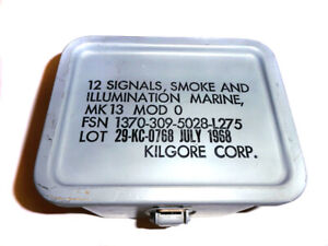 Vietnam Era Signal Flare Box, Kilgore Corp., Water Tight Deep Drawn Aluminum Box
