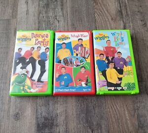 The Wiggles VHS Lot of 3 Dance Party, Wiggle Time, & Wiggly Play Time