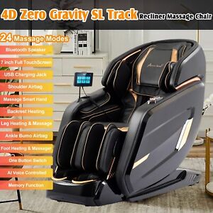 Full Body 4D Zero Gravity Massage Chair Recliner SL Track,AI Voice,Heat,24 Modes