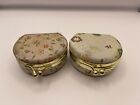 Lot Of 2 Vintage Embroidered Small Mirrored Ring Boxes