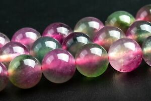 8MM Green & Pink Jade Beads Grade AAA Round Gemstone Loose Beads