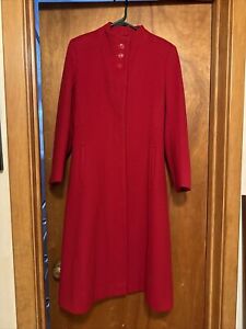 Jules Miller New York Womens Trench Coat Size S Small USA Red Pure Wool EC