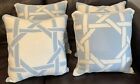 Jonathan Adler Vintage Wool Basket weave Light Blue White Nautical Pillow