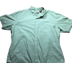 Izod  Luxury Sport Shirt Men XL Green Weave pattern Casual Short Sleeve Button