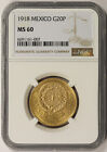 1918 Mexico Gold 20 Pesos G20P MS 60 NGC