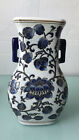 New ListingUnique Vintage Chinese Blue White Porcelain Vase Handles Crane Flowers Handmade
