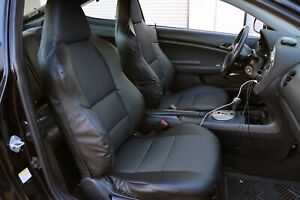 FOR ACURA RSX IGGEE S.LEATHER CUSTOM MADE FIT 2 FRONT SEAT COVERS BLACK (For: Acura RSX)