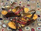 SPRING STEP D-UNION LOW WEDGE AZTEC BOHO TOOLED LEATHER STRAPPY SANDAL 41 9.5 10