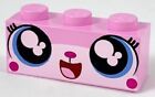 Lego New Bright Pink Brick 1 x 3 Cat Face Open Mouth Smile Showing Tongue D861