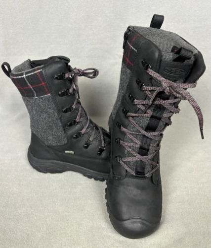 Keen Greta Tall Boot Waterproof Women's Winter Boots 1027719 Black Plaid 8W NWOB